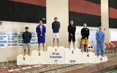 Boys swimming dives into districts