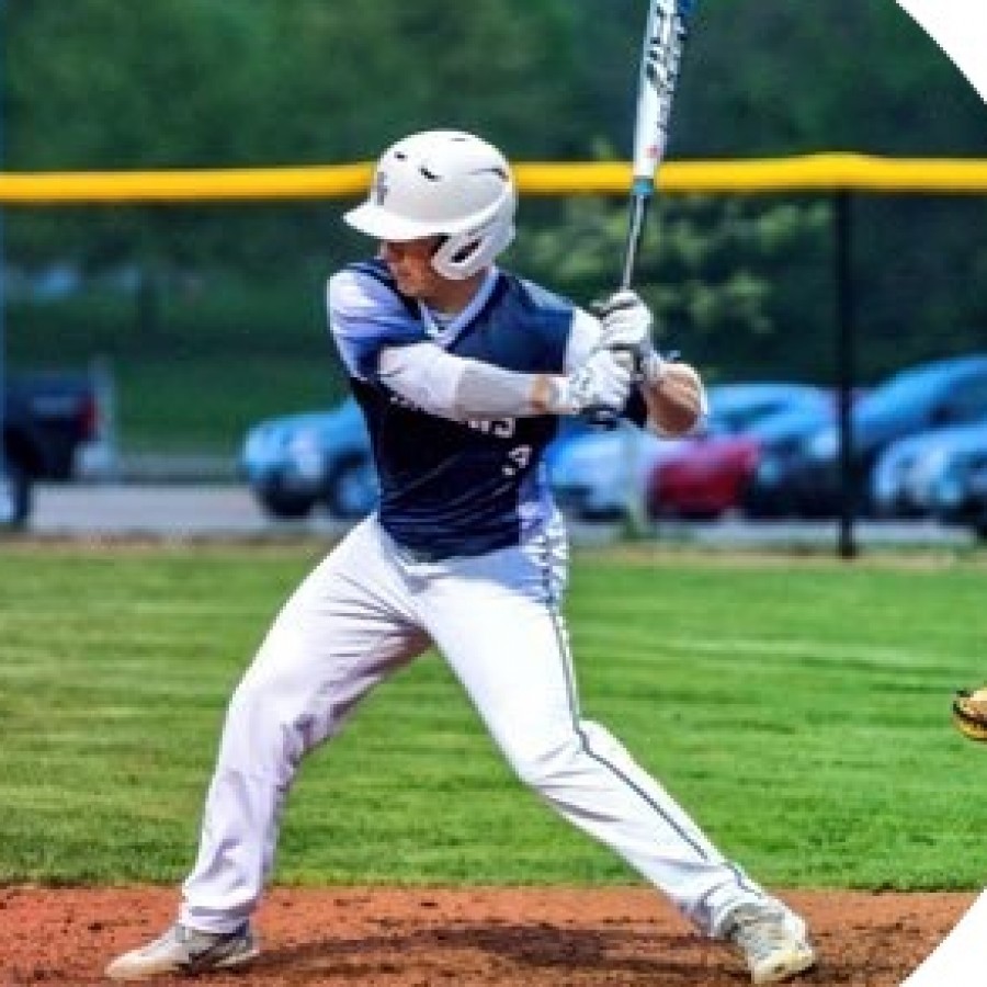 Senior Max Slavens gets ready to bat.