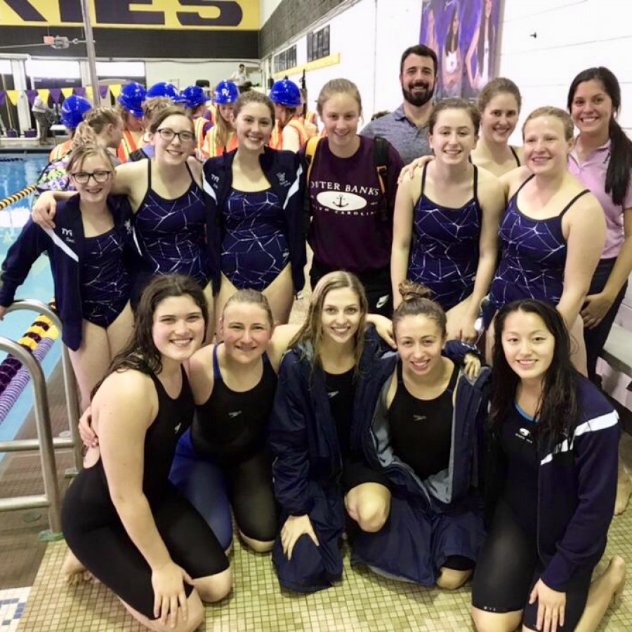 The Pleasant Valley Girls Swimming and Diving team poses after a meet.