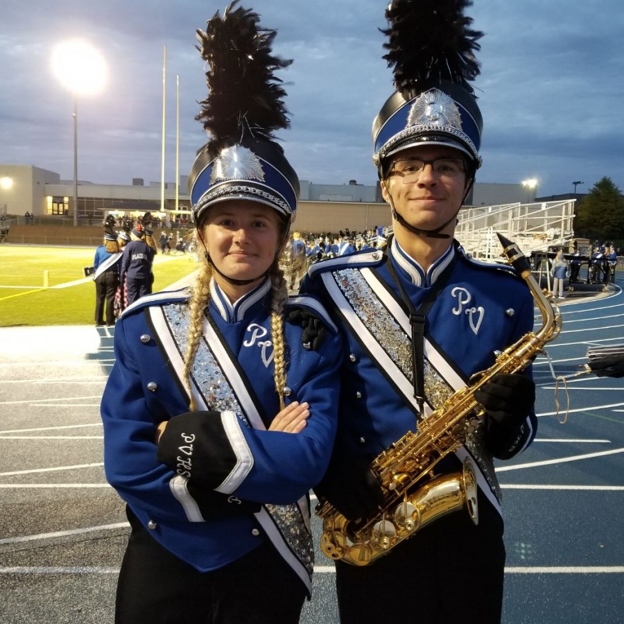 Gina+Proseer+in+her+marching+band+gear+during+the+2018+football+season.+