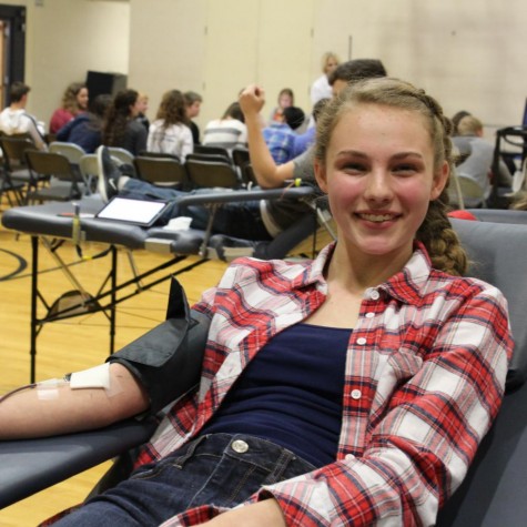 Current senior Alyssa Paulson donating at last years Spartan Assembly blood drive.