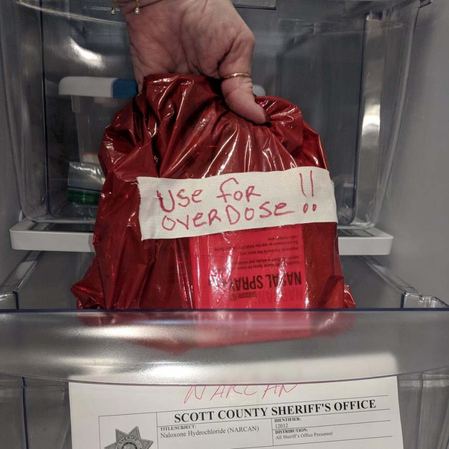 Narcan is kept in the fridge of the nurse’s office in case of overdose.
