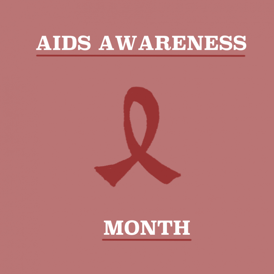 Hand-drawn image promoting AIDS Awareness Month.
