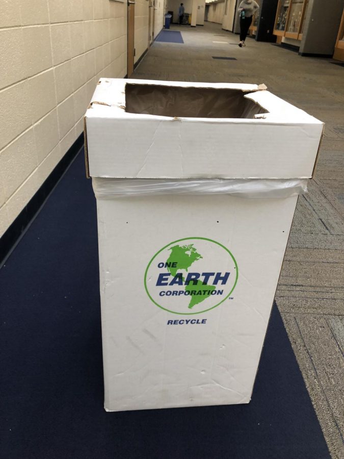 Recycling bins used at Pleasant Valley High School
