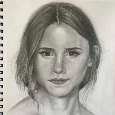 Drawing of Emma Watson, drawn by Jenna Riordan, a junior at Pleasant Valley.