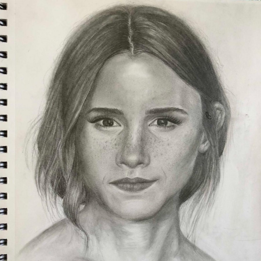 Drawing+of+Emma+Watson%2C+drawn+by+Jenna+Riordan%2C+a+junior+at+Pleasant+Valley.