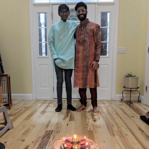 Senior Varun Vedula and Freshman Tarun Vedula celebrate the hindu holiday Diwali
