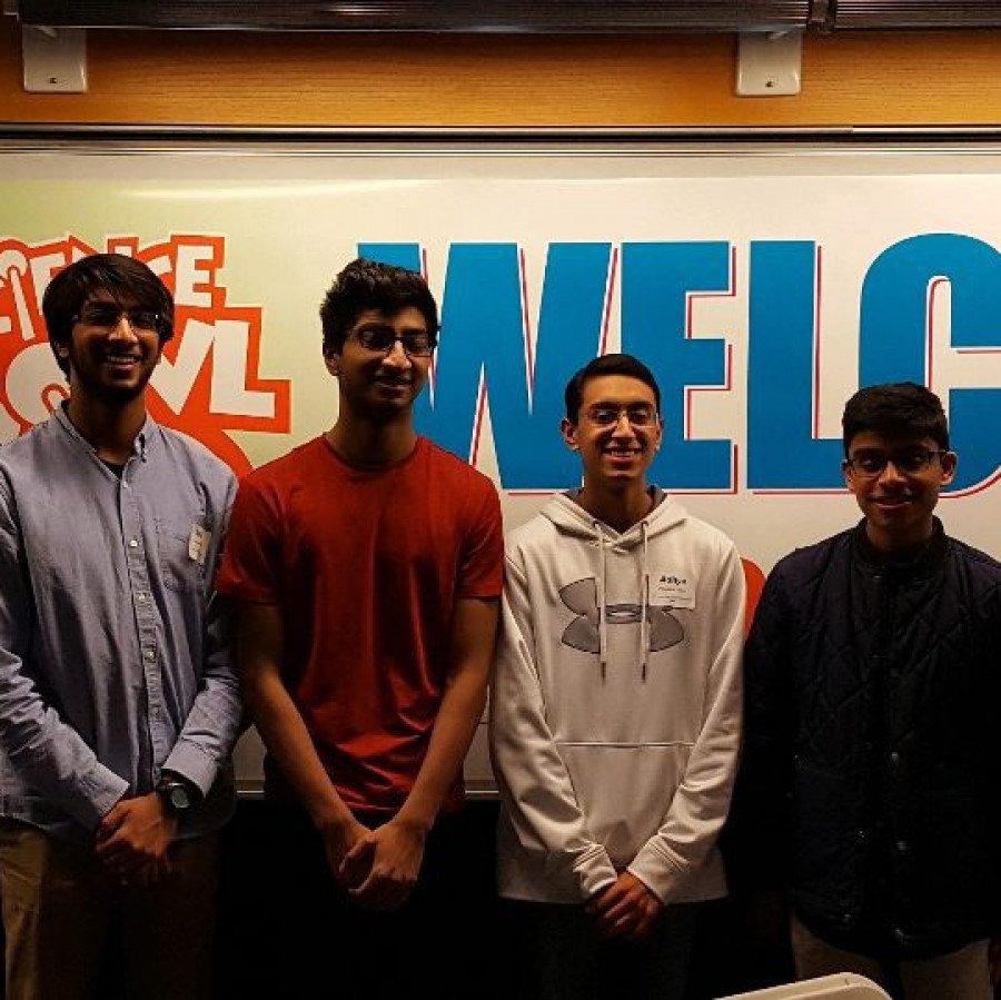 (Left to right) Mitchell Strobbe, Aman Manazir, Aadil Manazir, Aditya Desai, and Sujay Marisetty before the Ames Lab High School Science Bowl on January 26th.