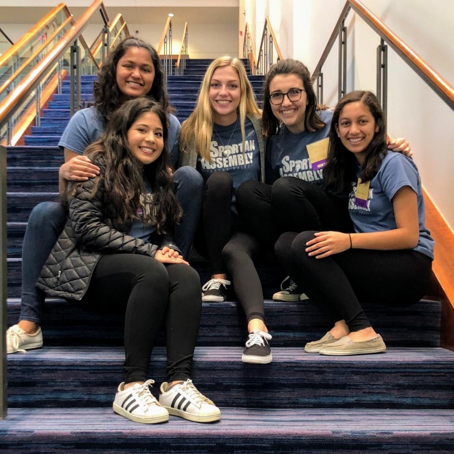 The Spartan Assembly executive team (from left) Senior Susan Anil, Senior Angela Pandit, Senior Lily Williams, Senior Natalie Murphy, and Junior Aabha Joshi pose together after a Student Council conference. Their hard work and dedication can be seen throughout the community all year round