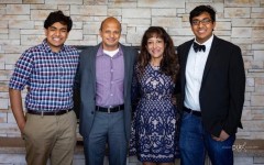  Pictured (left to right) Rishi Wagle, Nikhil Wagle, Archana Wagle, Keshav Wagle. 

Wagle poses for a photo with his wife and two sons (who are both PV alumni). 
