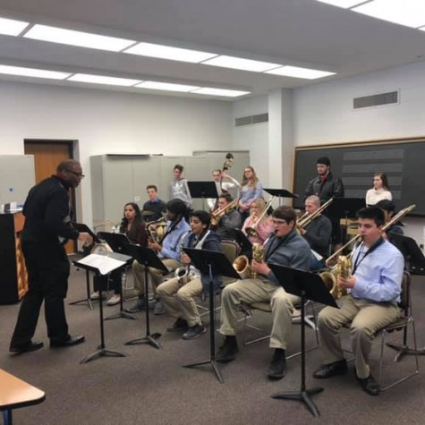 Jazz One students participating in their clinic with Dr. Reggie Thomas.

