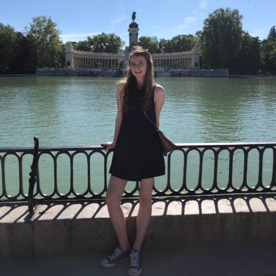 Abby Roth stands in front of the Monument to Alfonso XII in Retiro Park in Madrid.
