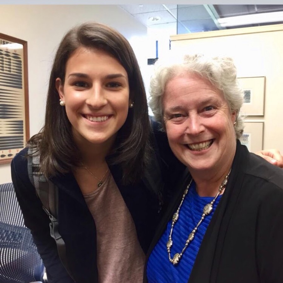 College freshman and 2018 Pleasant Valley graduate, Haley Germain, appreciates the courses that prepared her for her college major,  Communication Sciences and Disorders. She poses here with the director of her program at Butler University.
