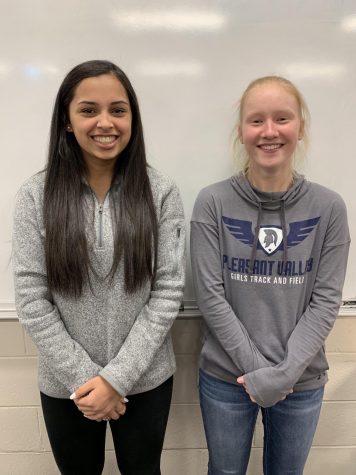 Shreya Khurjekar and Mallory Lafever together as the Pleasant Valley’s nominees of the Iowa Governor’s Scholars. 