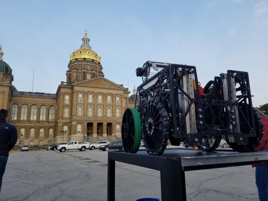 The Winter Soldiers robotics team took their robot to present at the Iowa State Capitol following their state championship.
