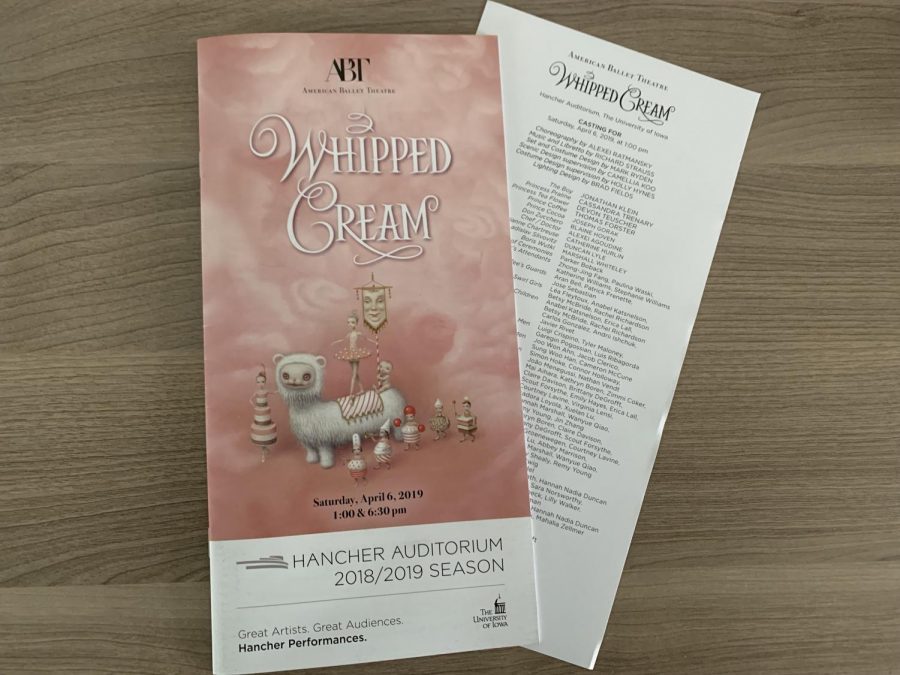 The program for the Iowa City performance of “Whipped Cream”.
