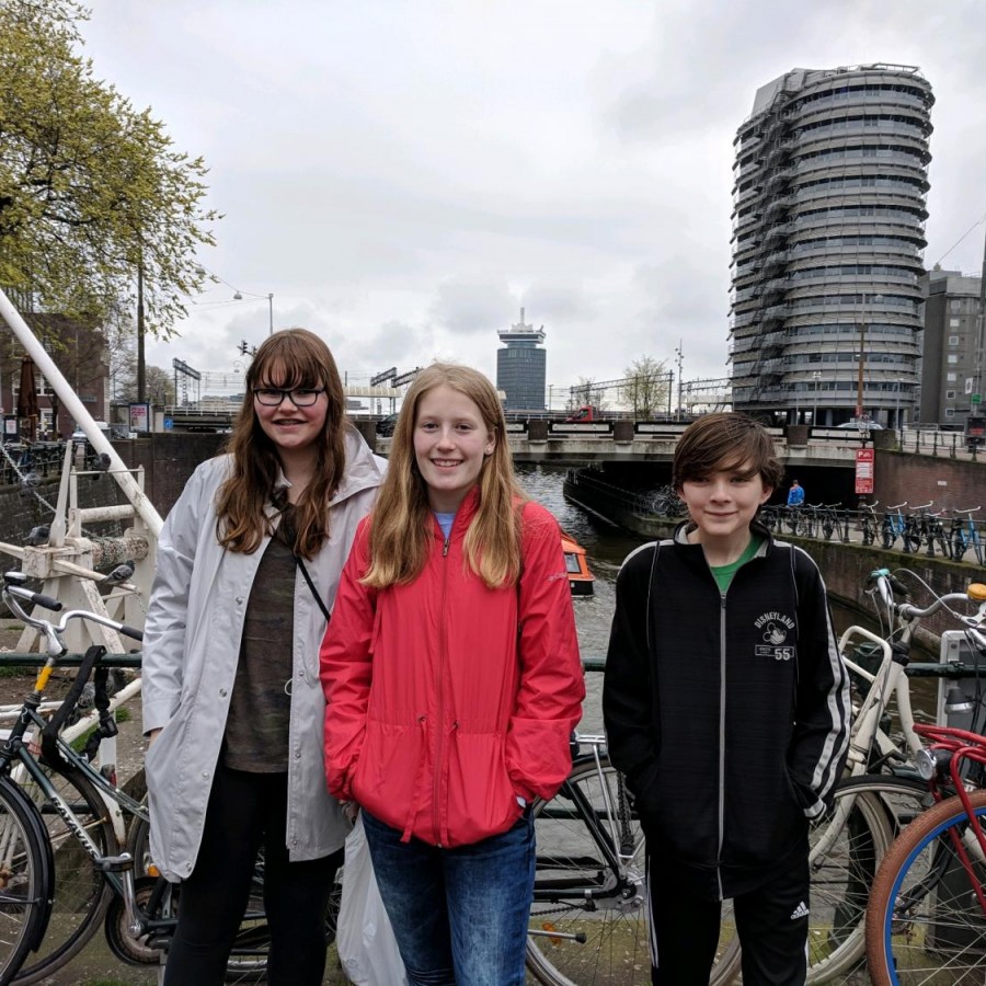 Katia Zemo, Grant Gaura, and another student on the cruise, spent the day on land in the Netherlands.  While in the Netherlands they saw the Anne Frank House museum.
