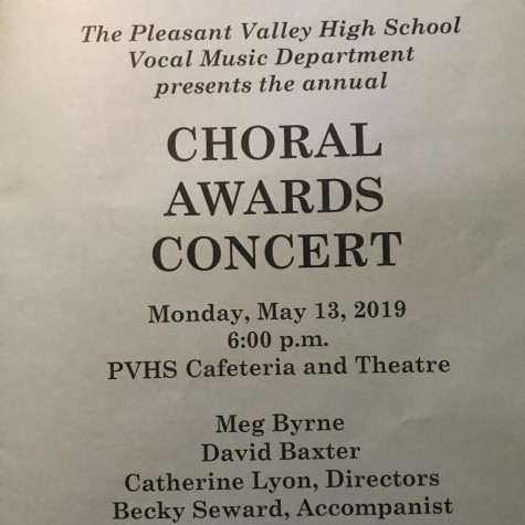 Program for the 2019 Choral Awards Concert on May 13.