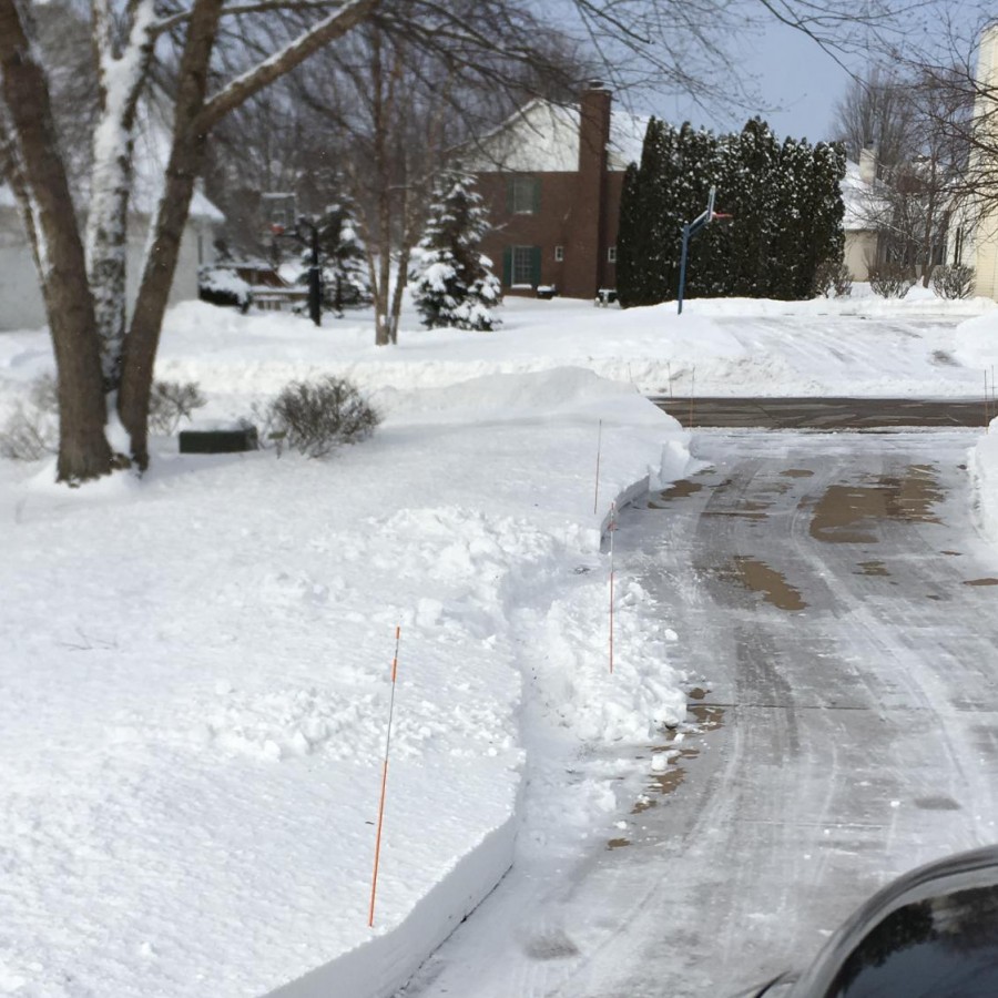 This driveway was shoveled in January after school was cancelled for the day.  Nearly 12 inches of snow fell that morning and snow plows could not clear the roads in time for school.