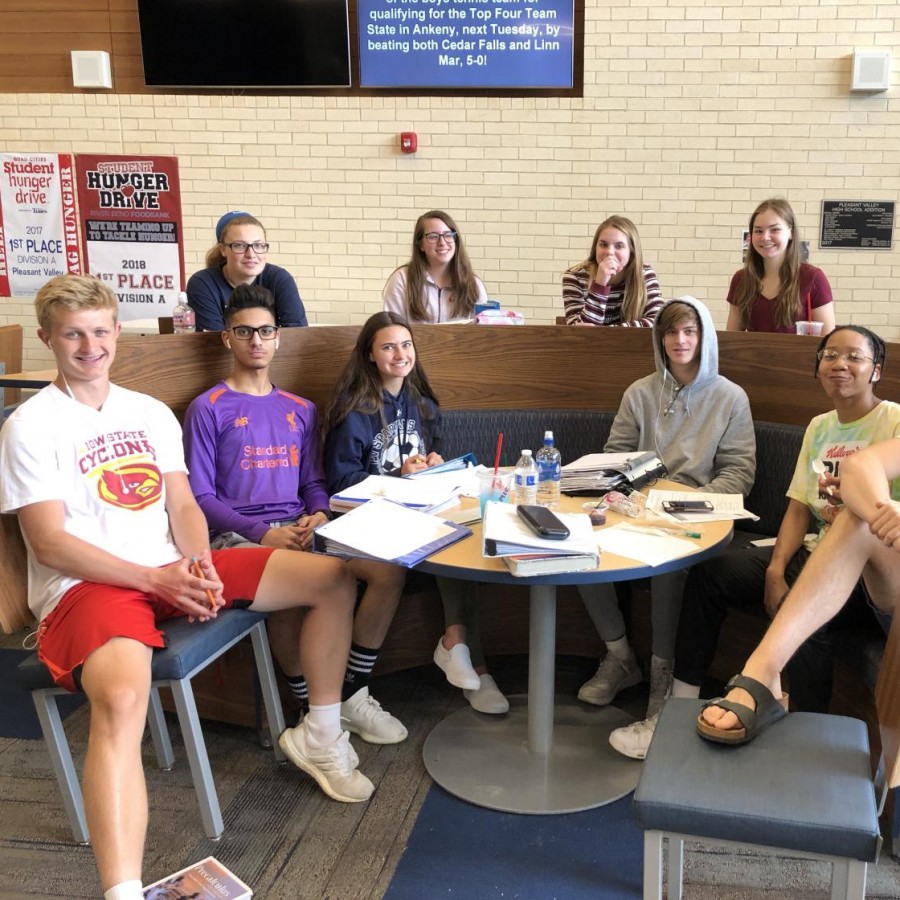 Pictured is some seniors as they prepare for their last few days of school.