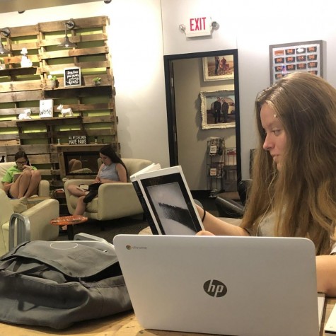 Maddie Murphy studies at local coffee shop, Coffee Hound, after a busy day at school.

