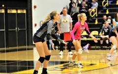 Senior Sarah Hoskins is focused and ready to receive the ball during a match against Bettendorf.