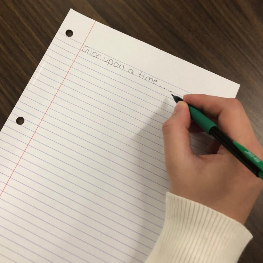 A student begins working on a new story.
