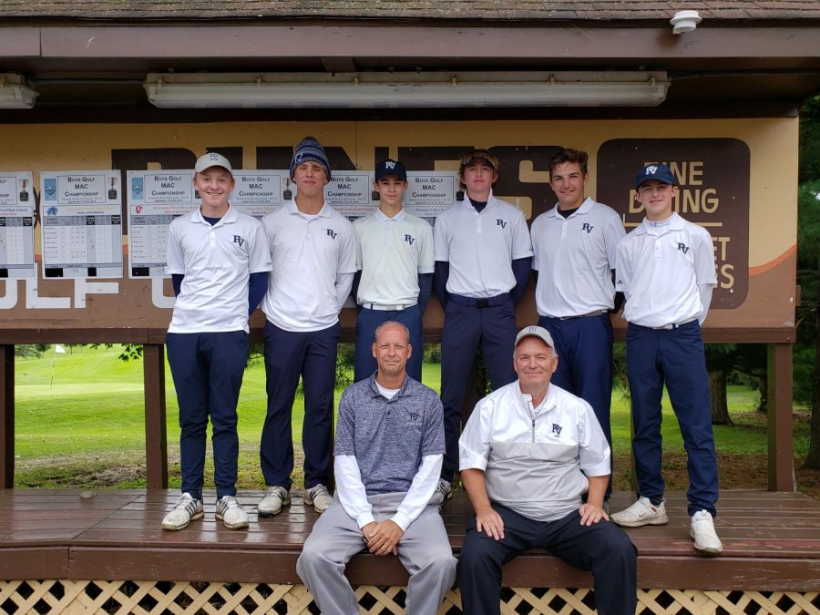 (From Left to Right) Alex Blackwell,  Jack Roemer, Nathan Tillman, Lucas Wood, Jack Dumas and Mitchell Wood compete in the state golf tournament over this past weekend.