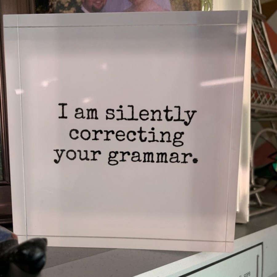 Sign found in many classrooms, amplifying the idea of having perfect grammar. Photo by Maddy Licea.