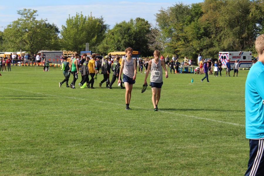 Max Murphy (left) and Ian Kaffenberger (right) after their meeting at the Spartan Invite earlier this year Murphy plans on continuing his athletic career at the University of Iowa newt year.