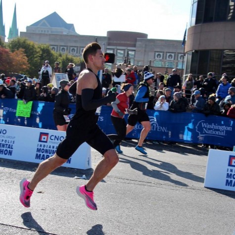 Austin O’Brien pushes himself through the final miles of the marathon.
