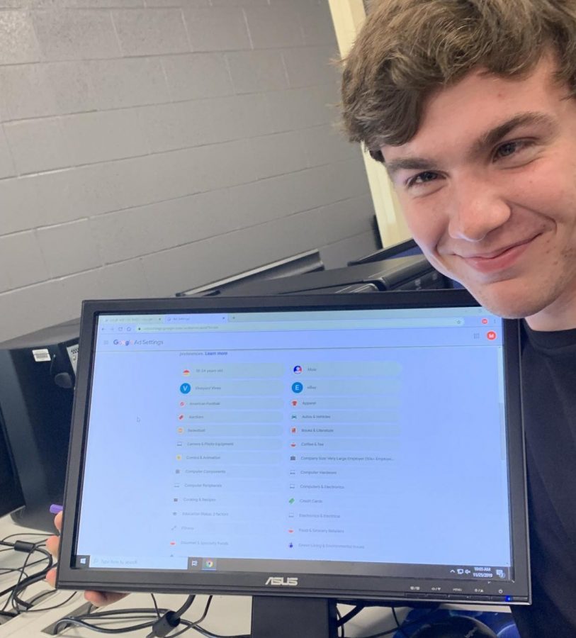 Senior Mitchell Strobbe opens up his Google Ad Personalization settings to see what the search engine thinks of him.