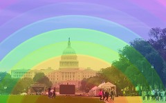 Picture of Capital hill taken by Maddy Licea with the rainbow cover to represent the need for change. The rainbow background comes from Pixabay.