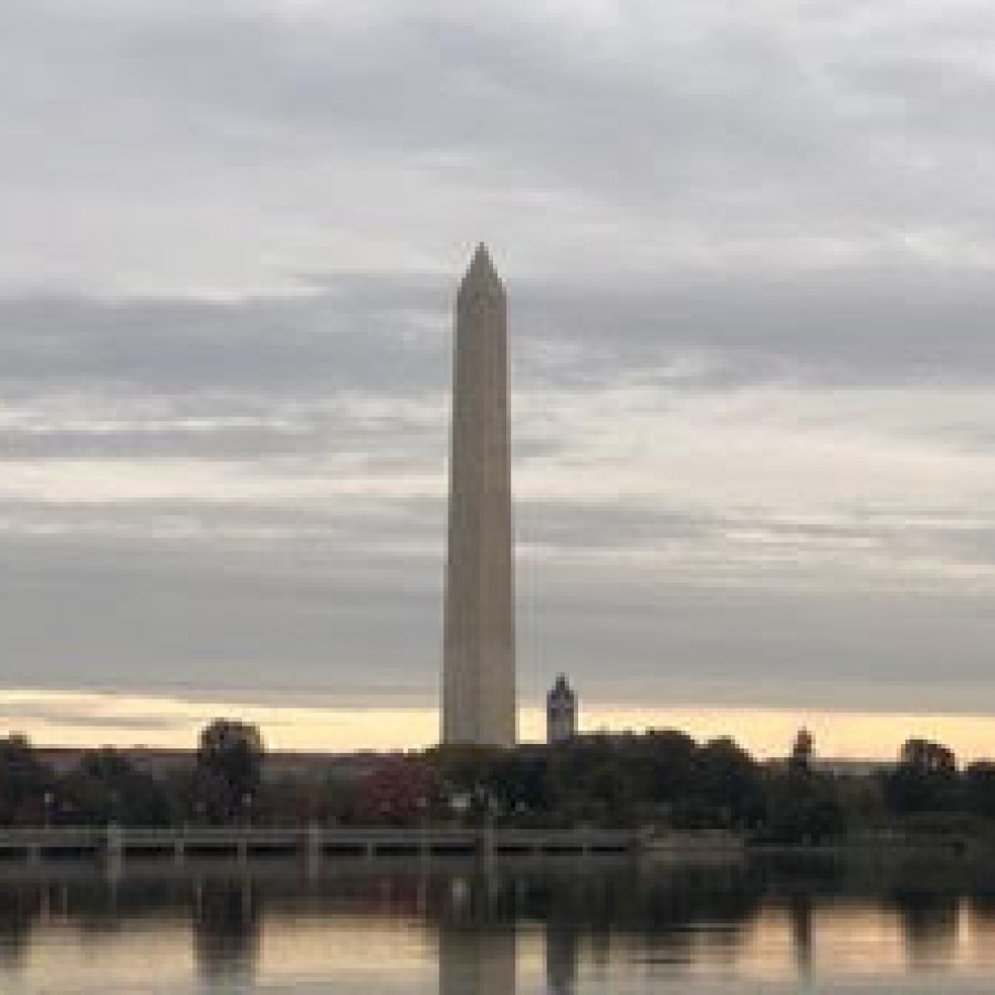 The Washington Monument on a morning sky, the monument is also representative of respect for America and the freedoms its armed forces fight for.