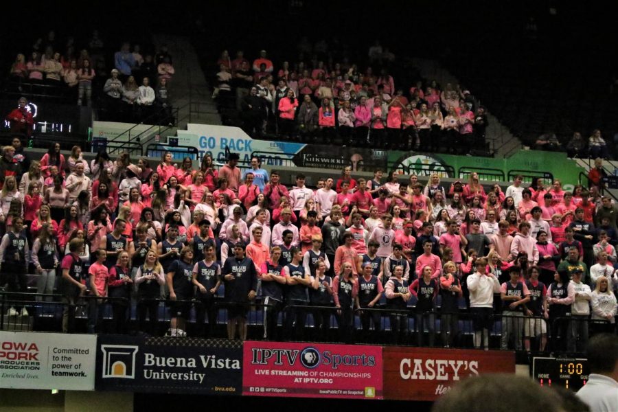 Pleasant Valley student section traveled to Cedar Rapids to cheer on the volleyball team.