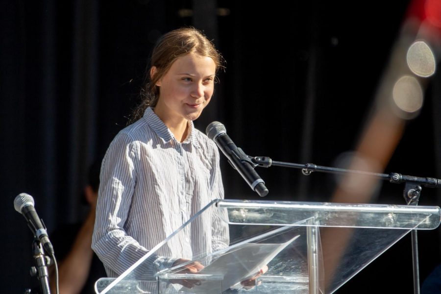 Greta Thunberg, TIME Magazine Person of the Year 2019, pictured speaking at a climate change conference. 