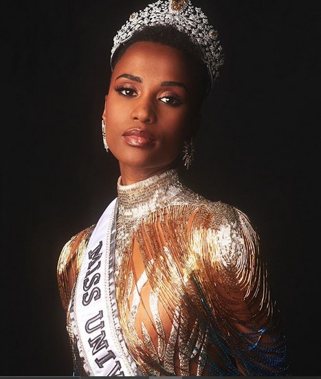 Zozibini Tunzi, the former Miss South Africa and now Miss Universe 2020 in her official portrait. 