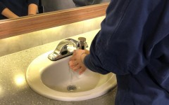 Senior Regan Denny washing her hands to stay healthy.
