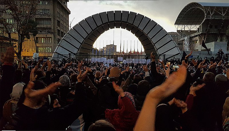 Protestors gather after the series of events in Iran at the beginning of the year.