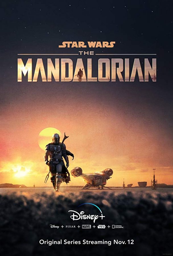 The Mandalorian stars Pedro Pascal on the TV series poster.