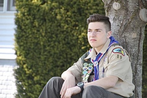 Senior Anton Dahm poses in his Eagle Scout uniform. Dahm has been a member of the Boy Scout organization since kindergarten.