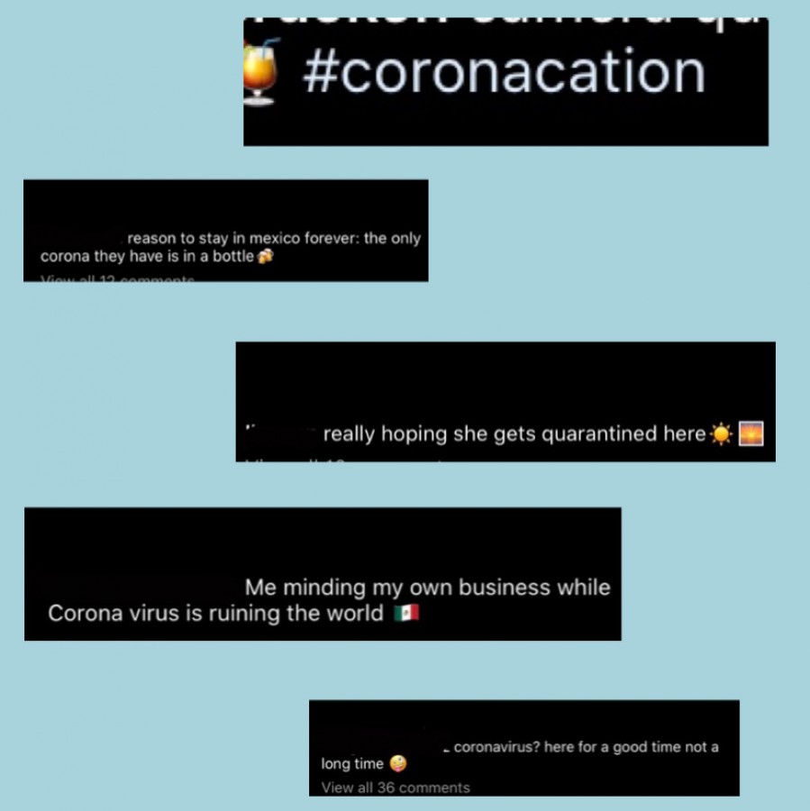 Examples of recent Instagram captions made by PV students during their spring break travels regarding the current coronavirus situation.