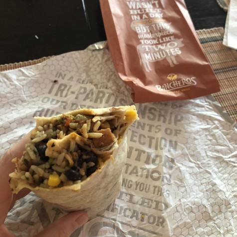 The popular Mexican fast food chain, Pancheros, serving vegan and vegetarian burritos with tofu in place of meat.