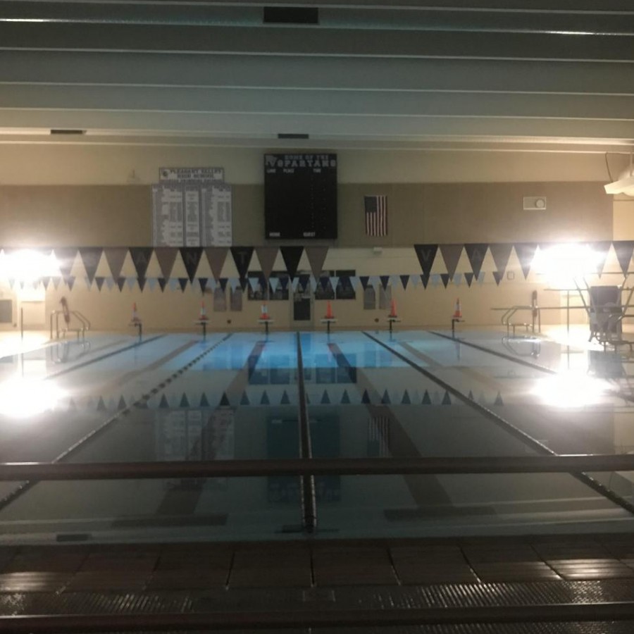 The pool after the Piranhas Swim Club, the team most of the North Scott swimmers went to during the shutdown, finished practice.
