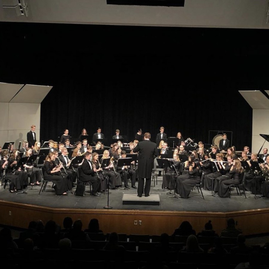The Wind Ensemble Band performs at its Winter Concert on Feb. 10, 2019 at PVHS. Due to COVID-19, the program has had to make changes to its structure to keep hybrid students safe and online students involved.