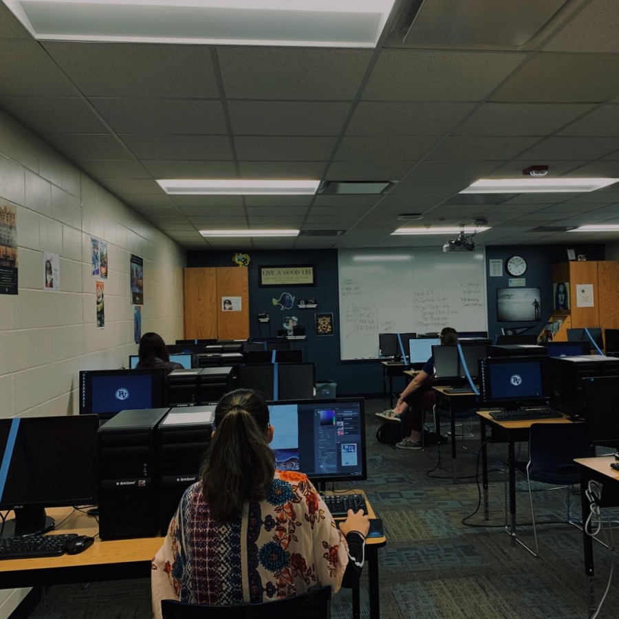 Hybrid B students work in class while socially distancing. PVHS is divided into three groups: Hybrid A, B and remote learners. Online learners do not attend school, while hybrid students attend alternating days.