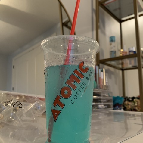 The Atomic energy drink pictured above is “Aquamarine:” A sour, yet refreshing drink.