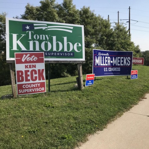 Many corners around the Bettendorf and Davenport area has been packed with signs like these. Going from left to right there is Tony Knobbe seeking re-election for the Scott County board of supervisors along with Ken who is also seeking re-election for the board of supervisors. Mariannette Miller-Meeks who is running to represent Iowa’s 2nd congressional district in the U.S House of Representatives. On either side of the Miller-Meeks sign there are two Republican slogan signs stating, “Free Markets Not Socialism” and “Limited Government not Big Government.” Lastly, There is Gary Mohr who is running to represent Iowa’s 94th district in the Iowa House of Representatives. 