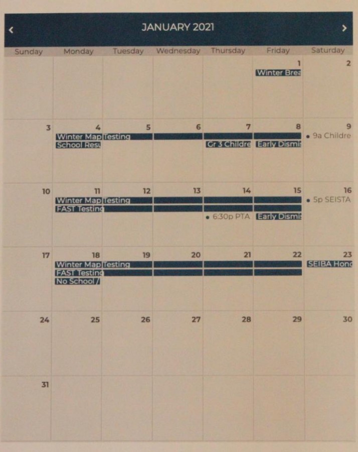 Current PVHS winter schedule missing final exam dates