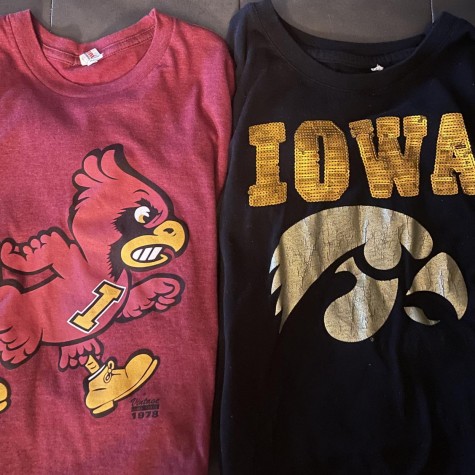 Two t-shirts and one life decision. Will Iowans choose the path of the Cyclone or follow the trail of the Hawkeye.  